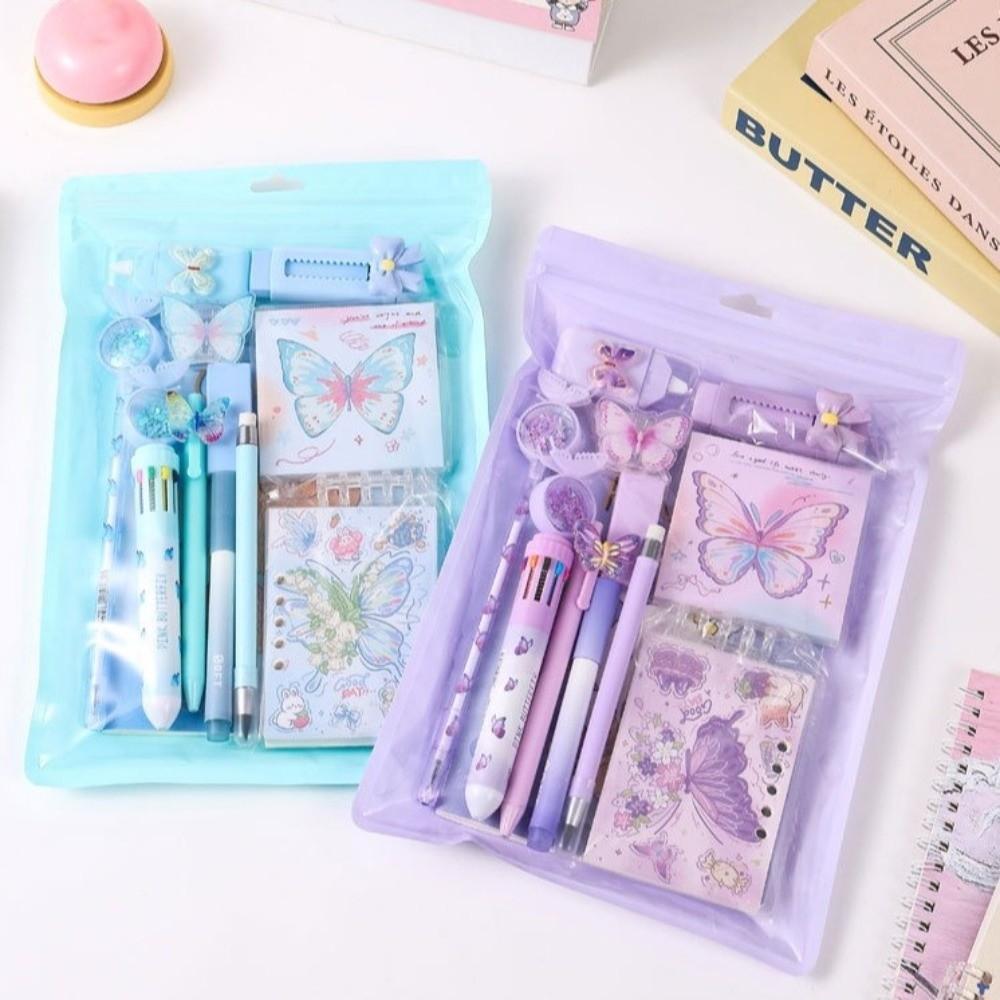 12-in-1 Complete Stationery Set Dreamy Butterfly Ballpoint Pen Portable Correction Tape  Students