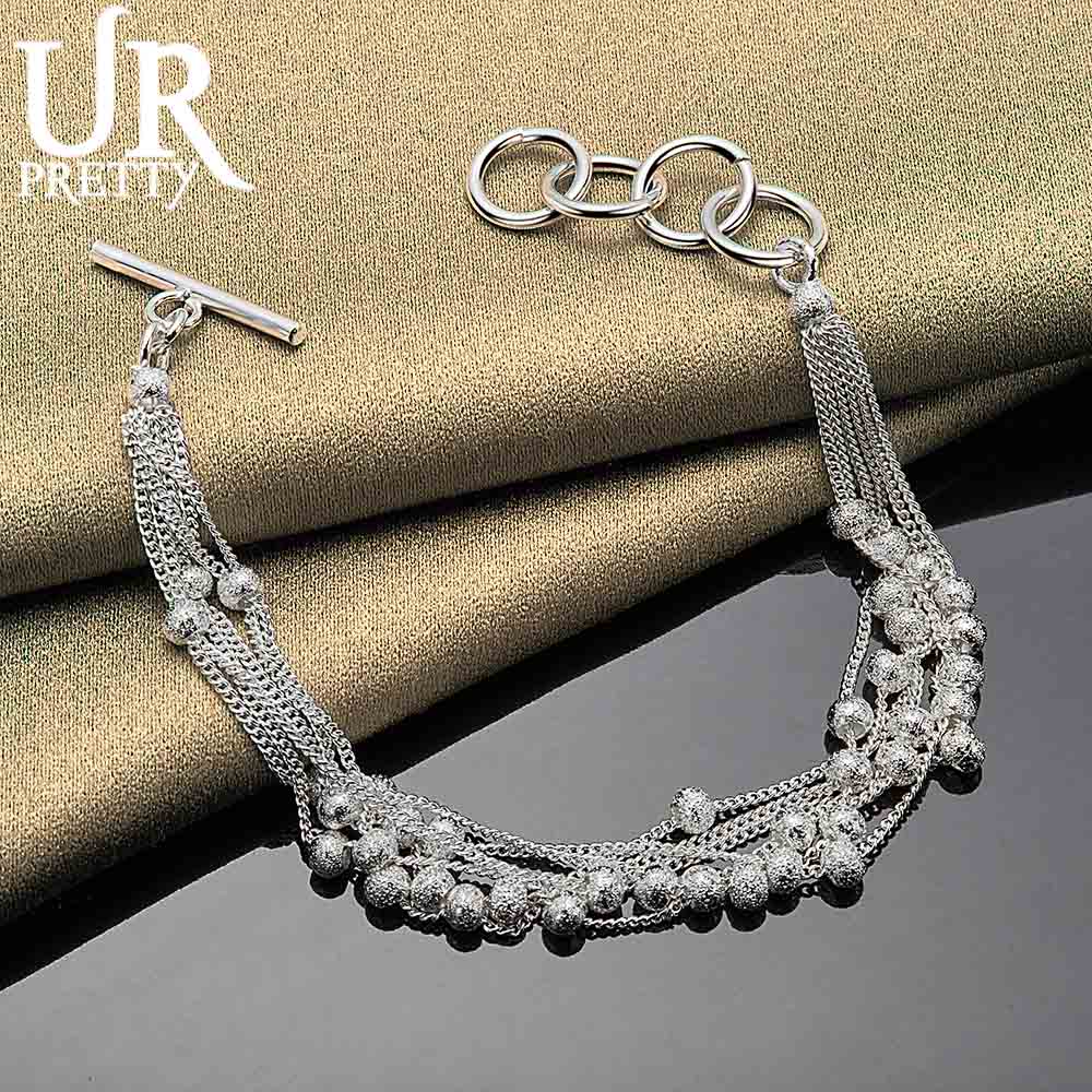 925 Sterling Silver Matte Pearl Ball Chain Grape Bracelet Fashionable Wedding Jewelry