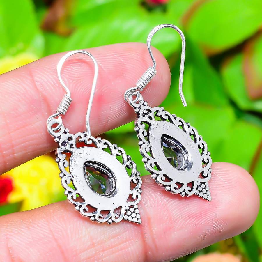 Natural Amethyst Gemstone Handmade 925 Sterling Silver Earring 1.62" y3A18