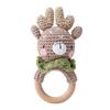 Wooden Baby Rattle Toys Newborn Crochet Bear Rattle Toy Natural Wood Shaker Rattle For Hand Grips Boy Girl First Rattle Gift