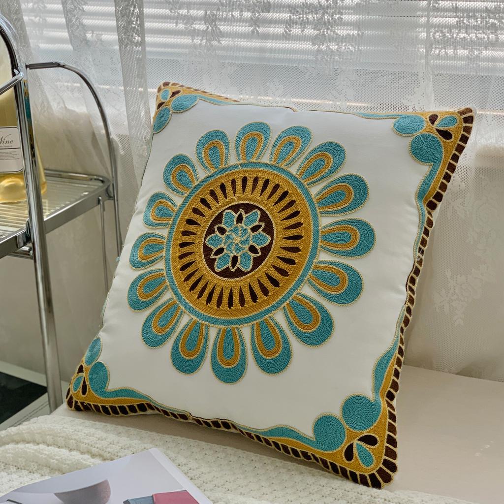 45x45cm Ethnic-Style Floral Embroidered Pillowcase Cojines Cotton Owel Embroidered Throw Cushion Cover Headboard Pillowcases