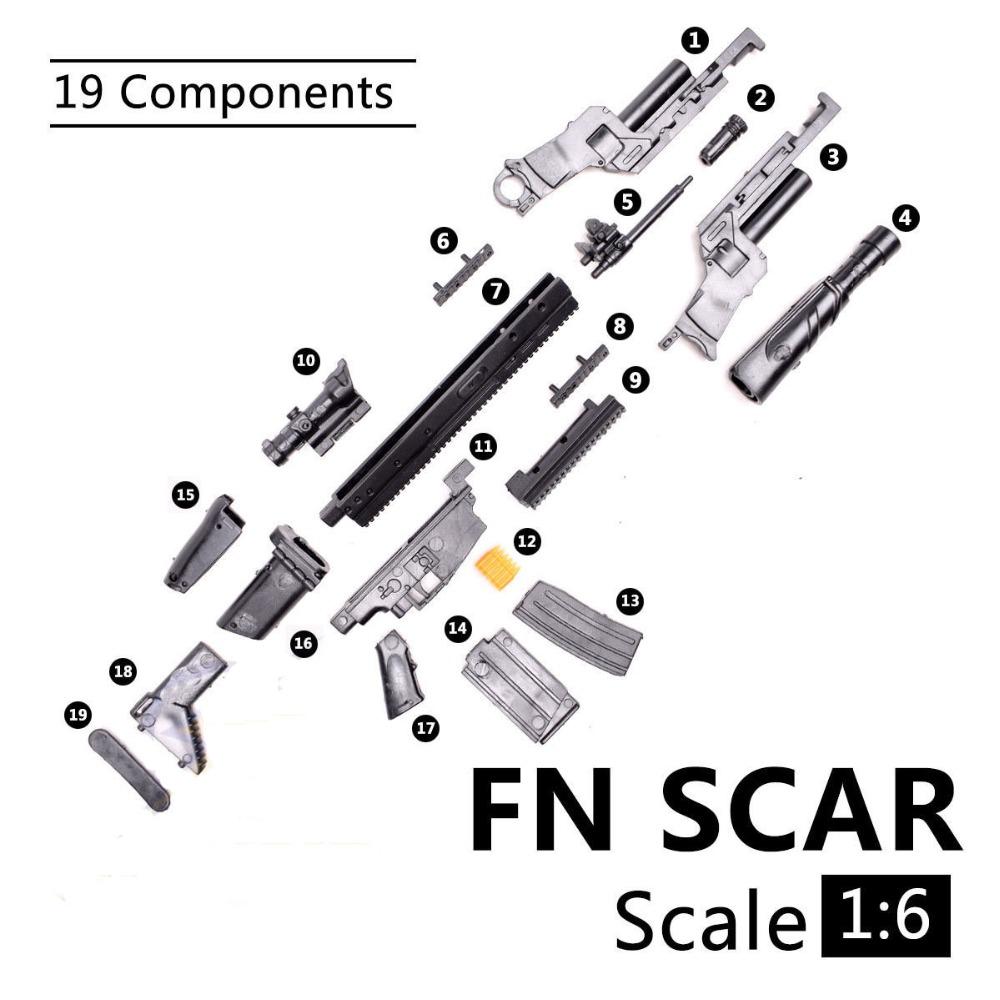 1/6 Maßstab FN Scar HK416 M14 M82A1 US Army Militärwaffe Soldat SWAT Actionfigur Montagemodell Spielzeug