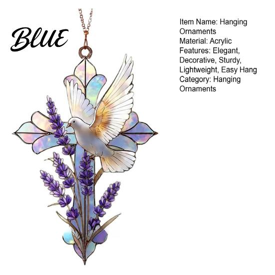 Indoor Outdoor Hanging Decor Acrylic Peace Pigeon Lavender Ornament Sun Catcher for Window Porch Garden Stained Glass Decoration with Sunlight