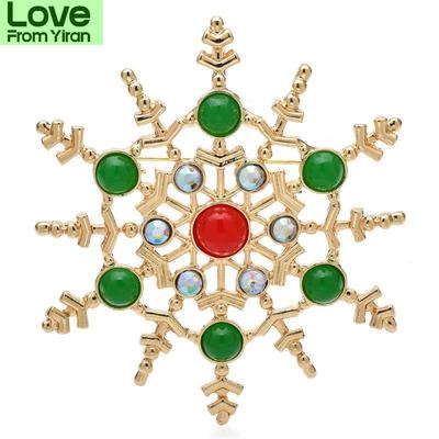 New Snowflake Brooches For Women Christmas New Year Flower Party Office Brooch Pins Gifts