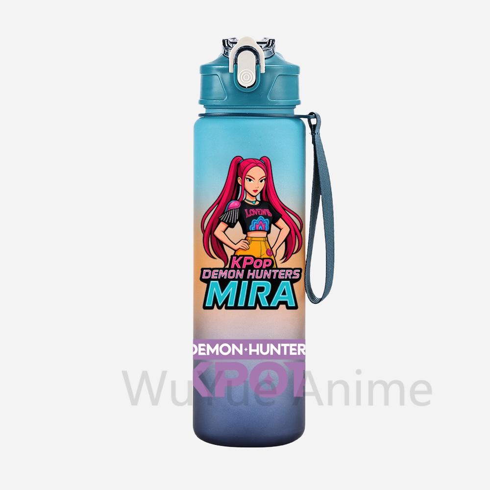 Anime K-Pop Demon Hunters Character Water Cup Large Capacity Outdoor Portable Rope Drinking Bottle Gift for Boys and Girls