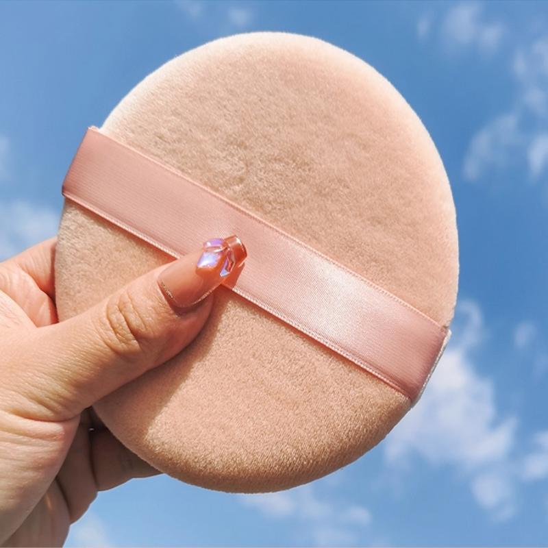 

4Pcs 12Cm Round Flocking Powder Puff Large Loose Powder Puff Makeup Artist Powder Puff Ribbon Hook Hand Glove Puff