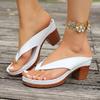 2025 New Gold High Heels Flip Flops Women Outdoor Clip Toe Thick Heeled Sandals Woman Lightweight Plus Size Summer Slippers 43