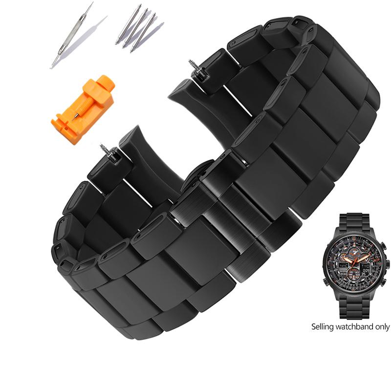 Silicone Stainless Steel Watchband for Citizen Blue Angel Generation AT8020-54L Air Eagle JY8035 Waterproof Mens Strap 23mm