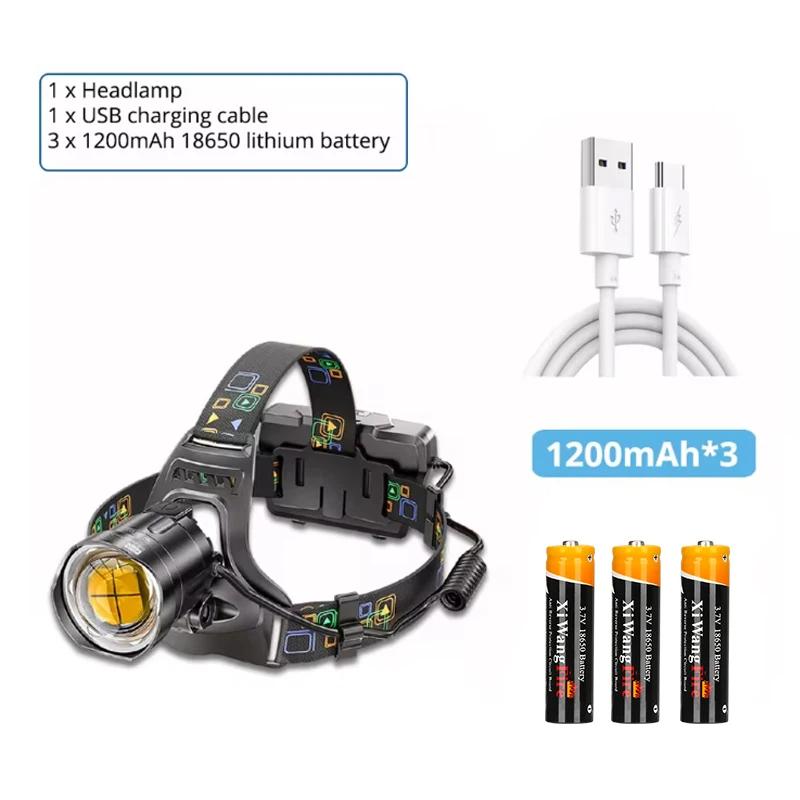 

Супер яркий светодиодный налобный фонарь с ламповыми бусинами XHP90, перезаряжаемый через USB, с дисплеем питания, для исследований, рыбалки, кемпинга P50 LED