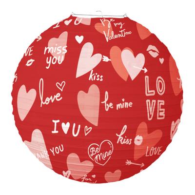 1Pc/6Pcs Valentine's Day Lantern Heart Pattern Hanging Paper Lantern Pendant for Indoor