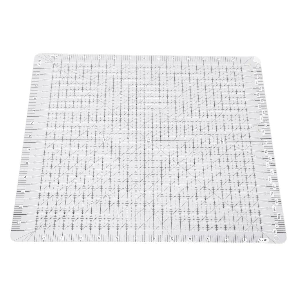 Quiltschablone Lineal 12,5x12,5 Zoll Acryl Transparent Zweifarbige Linie Multifunktionales Näh-Quiltstreifenlineal für