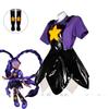 Poppy Cos Lily Lovebraids Cosplay Costume Black Suspenders Dress Purple T-shirt Stockings Outfit for Halloween Carnival Playtime