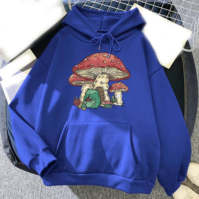 Süßer Pilzfrosch Aufdruck Kapuzenpullover Herren Hoodie