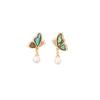 Elegant Butterfly Pearl Stud Earrings Women Gold Plated Post Fashion Accessory With Vintage Charm