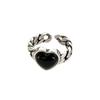 Fashionable Vintage Black Onyx Heart Ring For Women Adjustable Copper Stylish Accessory