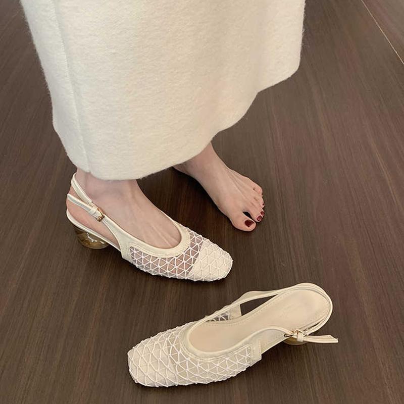 Nowe Letnie Ażurowe Damskie Sandały Modne Czółenka na Imprezę Damskie Buty Muły w Dziwnym Stylu Singback