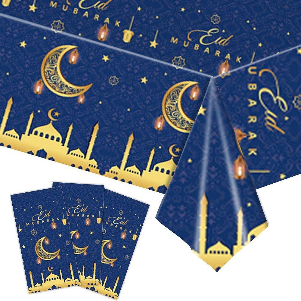 Disposable Eid Mubarak Tablecloths Plastic Table Cover 2025 Ramadan Decoration  Party Supplies