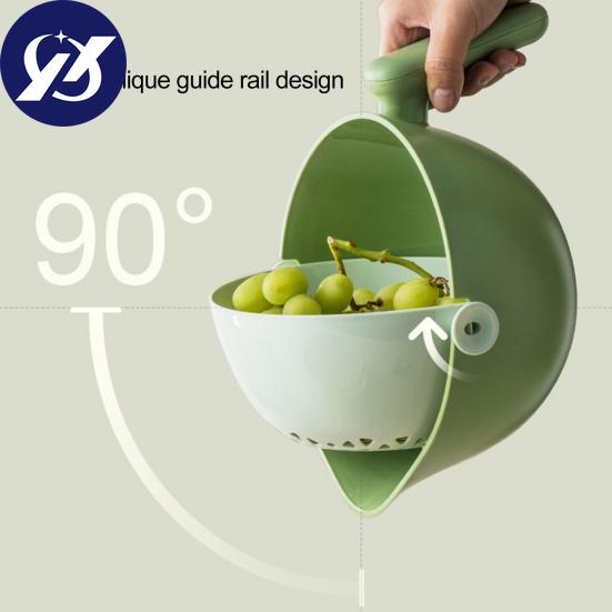 Dvouvrstvý odkapávací koš s rukojetí Odnímatelný potravinářský PP Odkapávač ovoce Zelenina Sušička Mycí koš Umyvadlo Nádoba Kuchyňské potřeby