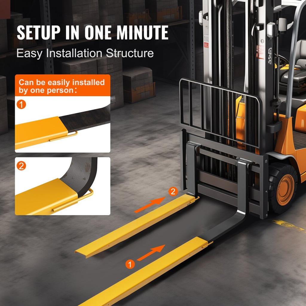 Pallet Fork Extensions, 72" Length 5.5" Width, Heavy Duty Carbon Steel Fork Extensions for Forklifts, 1 Pair Forklift Extensions, Industrial Forklift