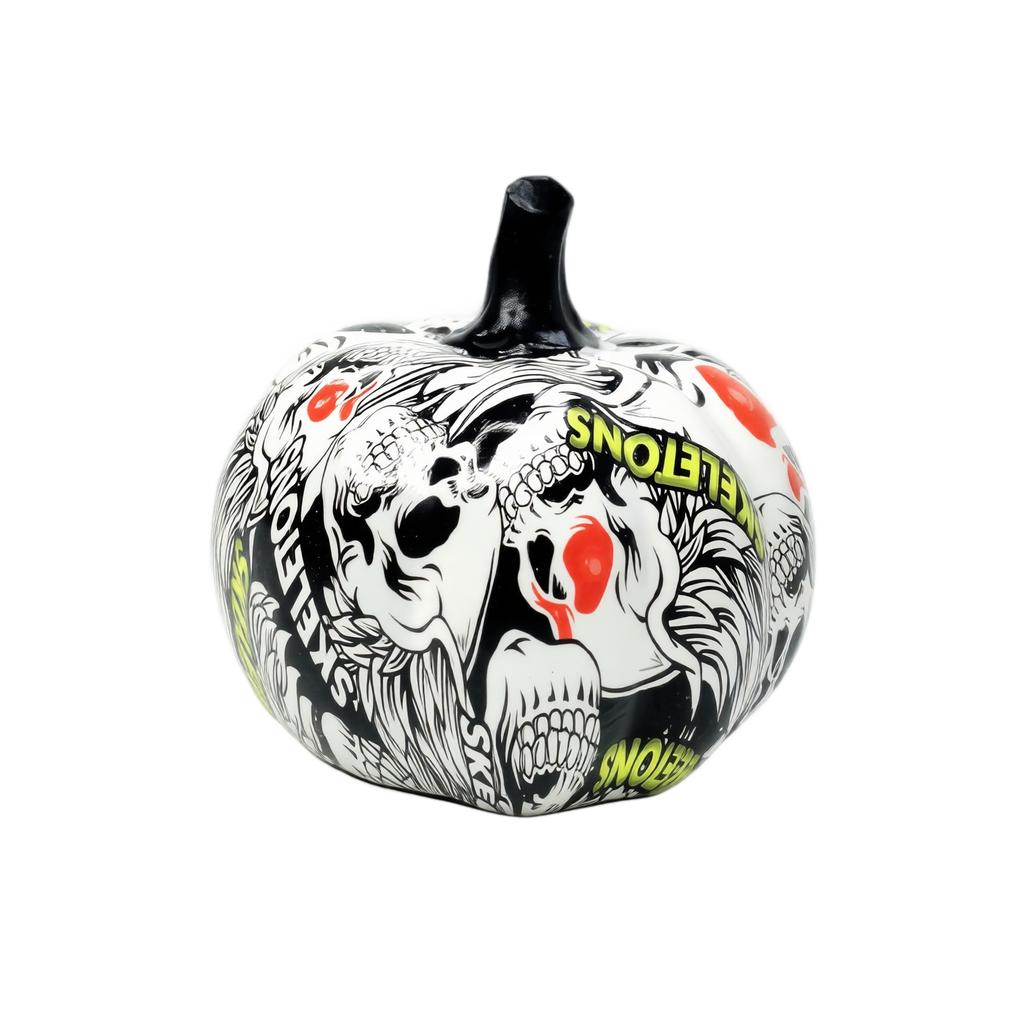 Glass Pumpkin Figurine Decorative Tabletop Ornament for Halloween and Day of the Dead Festival Holiday Party Home Decor Display