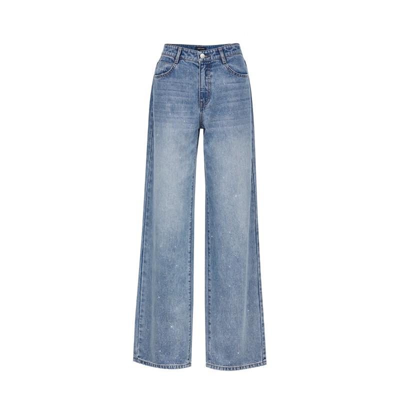 VEROMODA Women's Loose Fit Draped Rhinestone Jeans