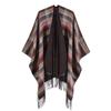 Scottish Classic Plaid Tassel Thick Warm Split Shawl Cape