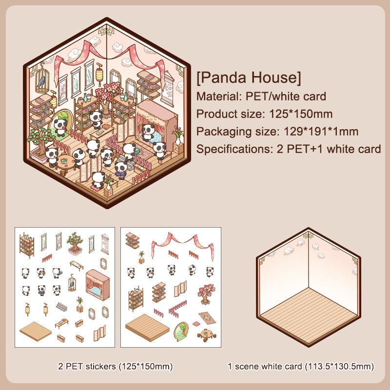 1Set Creative Pet Stickers 3D Cute Cartoon Diy Scene Landscaping Decoration Stickers  Kawaii Panda Stickers Gifts