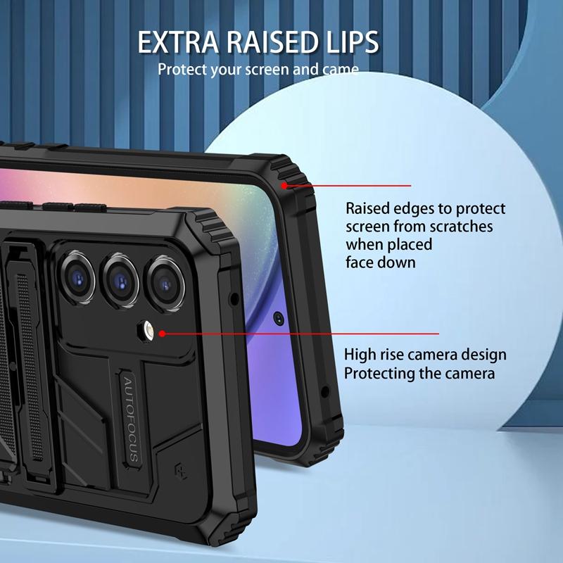 Capa de armadura militar para Samsung Galaxy A15 5G A25 A35 A55 A05 A05S A14 A24 A34 A54 A13 A33 Capa com clipe de cinto Coldre Suporte com suporte Capa protetora completa