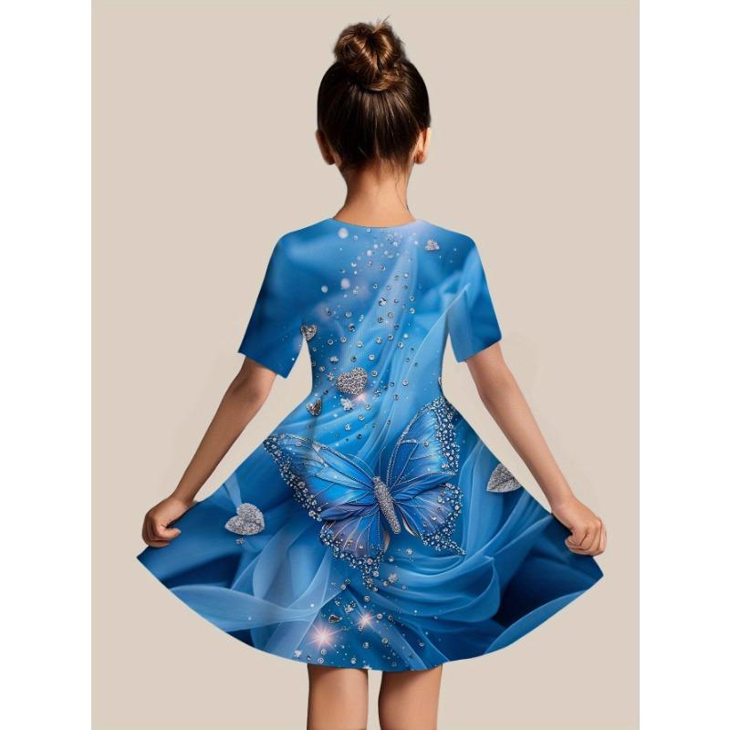 3D Digital Fashion Fantasy Girl Casual Short Sleeve Dress Forest Dinosaur Holiday Spring Summer Birthday Party
