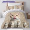 Cute Yellow Cat Pattern Bedding Quilt Set Quilt Cover Pillowcase Home Decoration Gift (1 * duvet cover + 2 * pillowcase, without core)