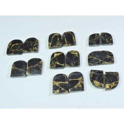 131Cts. Natural Black Copper Tourquise Fancy Cabochon Matched Pair 7Pair Lot A-140