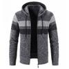Automne et Hiver Veste Pull pour Homme Manteau en Fil Assorti de Couleurs Ample Polaire à Capuche Pull Tricoté pour Homme