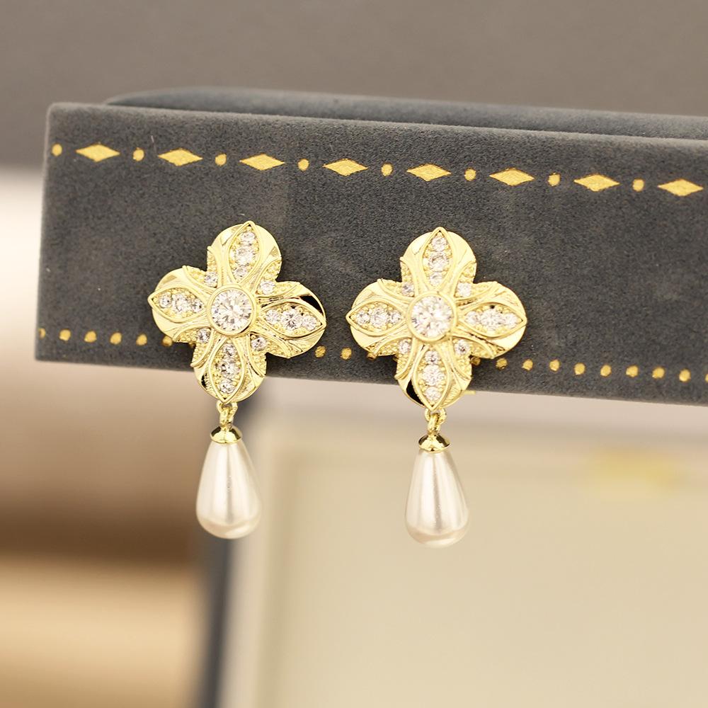 Серьги в ретро-стиле с каменным узором, универсальные серьги-капли с жемчугом, без прокола, клипсы, серьги, женские