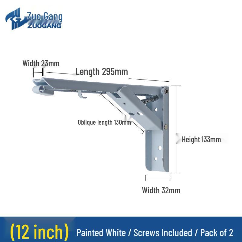 Stainless Steel Folding Triangle Bracket Wall Shelf Spring Rack F-Type Support.