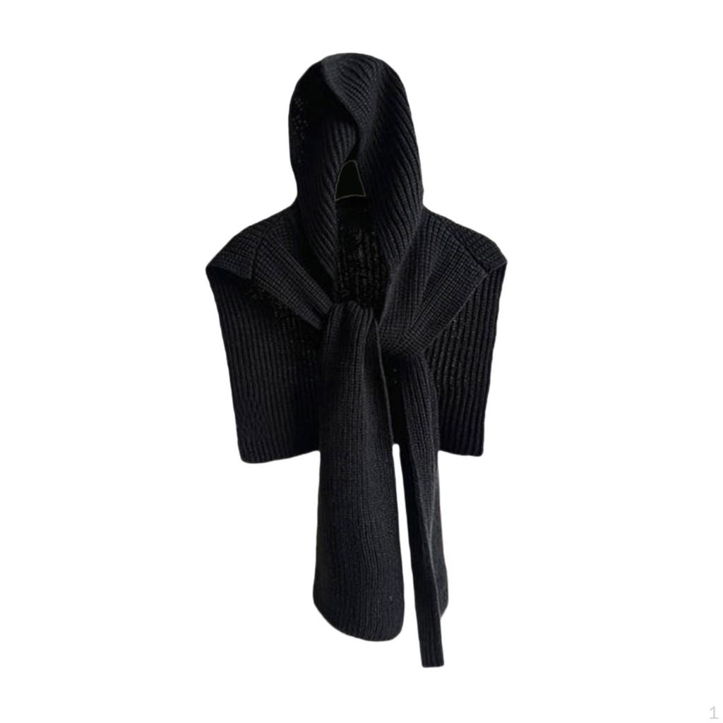 Knitted Scarf Neck Warmer with Hoodie for Women Autumn Men Female Winter