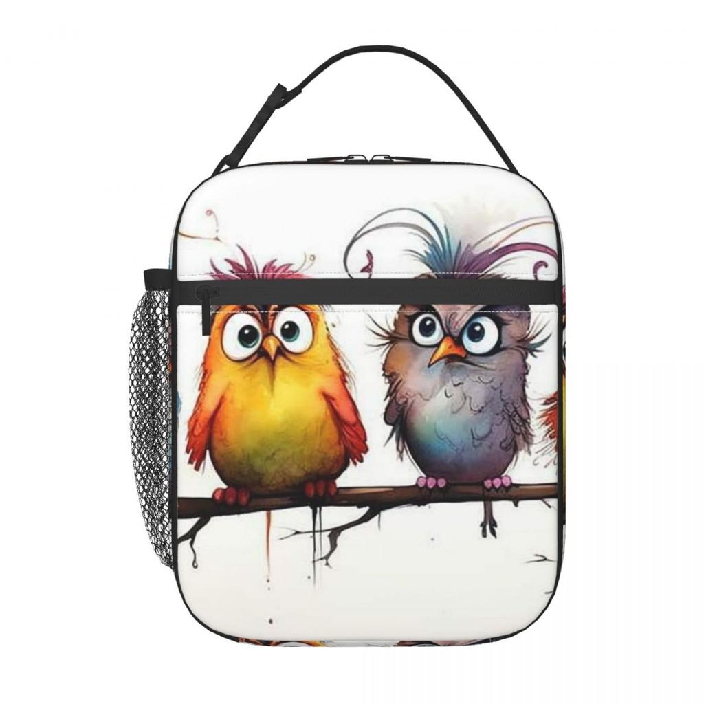 Funny Bird Pattern Insulated Lunch Bag for Women Office Cooler Thermal Food Box Tote Leakproof Lunch Boxes Container