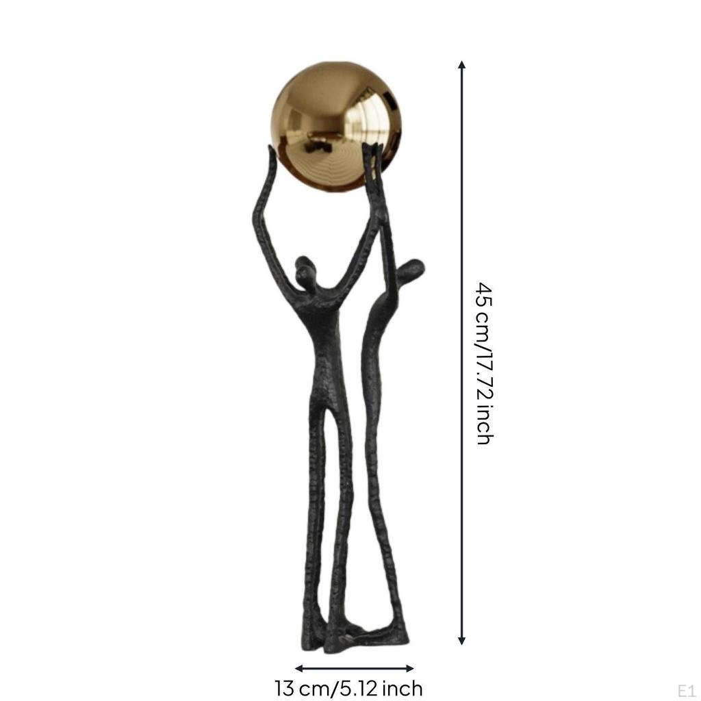 Human Figurine with Sphere Modern Abstract Sculpture Gold Ball Contemporary