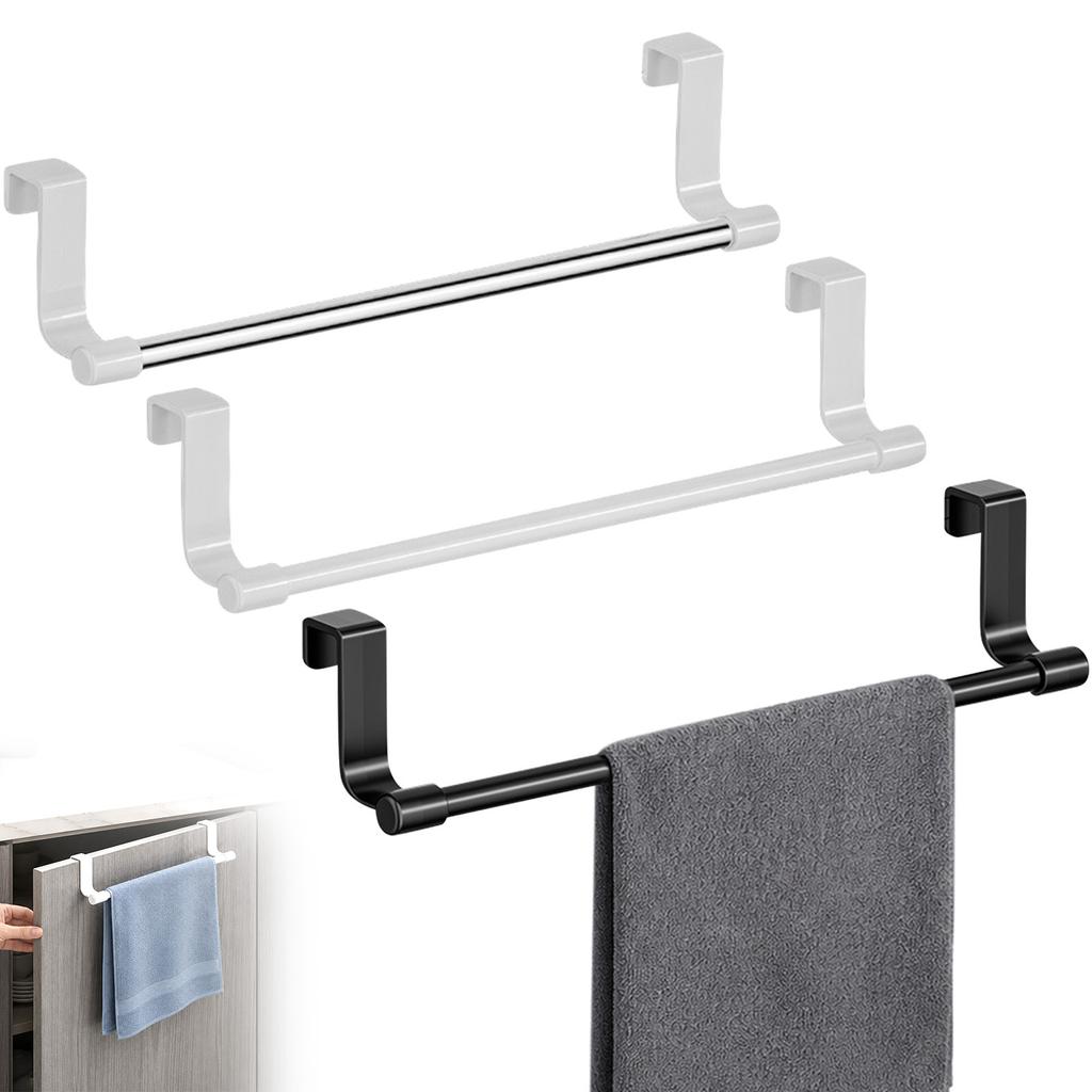 Over Door Towel Rack No Drilling Hanging Towel Bar Kitchen Cabinet Storage Rack Cloth Holder Organizer for Cabinet Doors