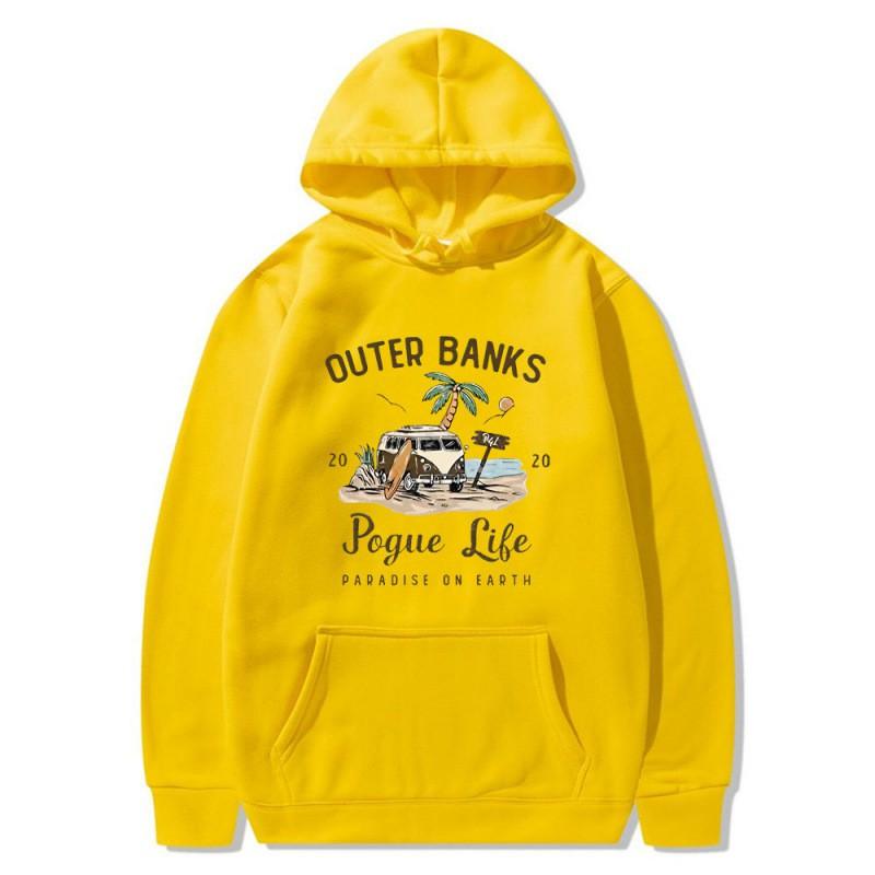 Outer Banks Pogue Life Printed Hooded Sweatshirt Men Loose Fit Fleece Pullover Fall