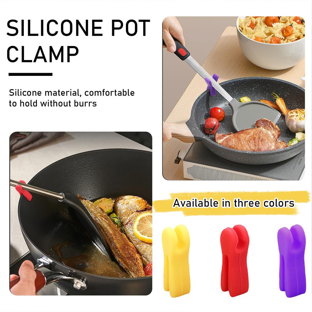 Spoon Holder Kitchen Tools Bunny Shape - Silicone Pot Clips - , Prevent Cookware Surfaces From Scratches And Damage