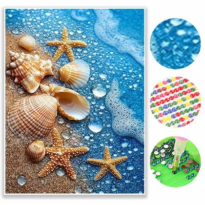 Diamond Painting Set DIY 5D Full Diamond Seashore Starfish Seashells Crafts for Home Wall Decoration
