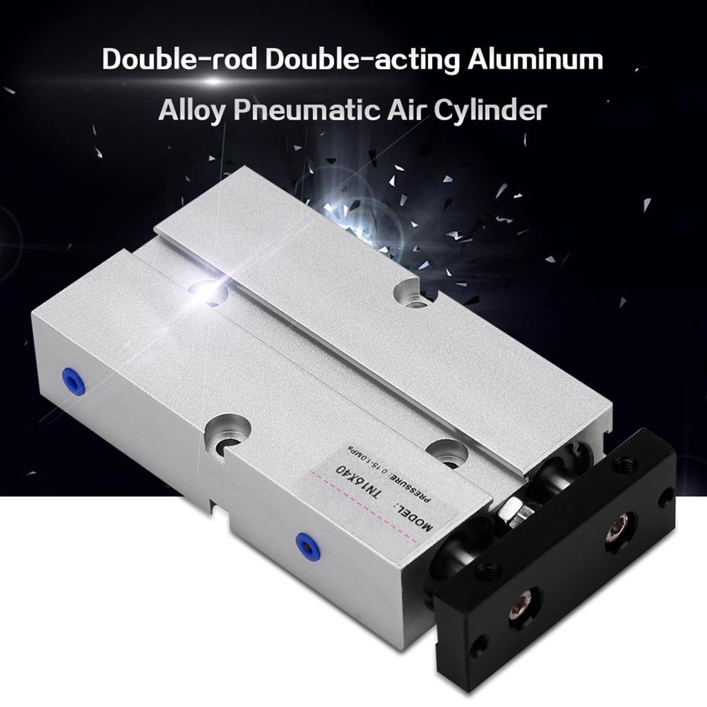 1 stk 16mm Boring Dobbel stang Dobbelvirkende Aluminiumslegering Pneumatisk Luftsylinder (40mm Slaglengde)