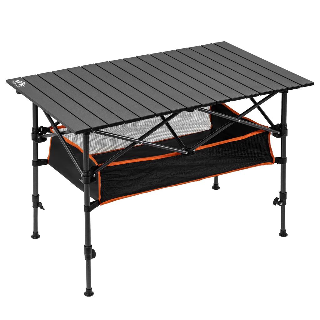 Night Cat Outdoor Table Folding Table Height Adjustable Camping Table Aluminum Roll Table Portable Waterproof Load Capacity 75kg BBQ Easy To Assemble