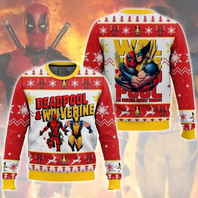 Deadpool And Wolverine Happy Halloween Ugly Christmas Sweater All Sizes Unisex T-Shirt XXXXL