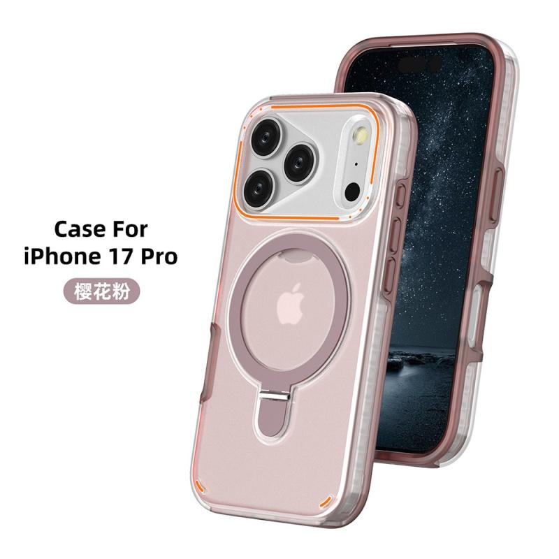 Luxury Magnetic Stand Two-Layer Protection Phone Case For iPhone 17 16 15 11 12 13 14 Pro Max For Magsafe Metal Ring Holder Cover