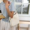 Solid Color Women Shoulder Bag Korean Underarm Bag All-Match Soft Leather Bucket Bag  Daily
