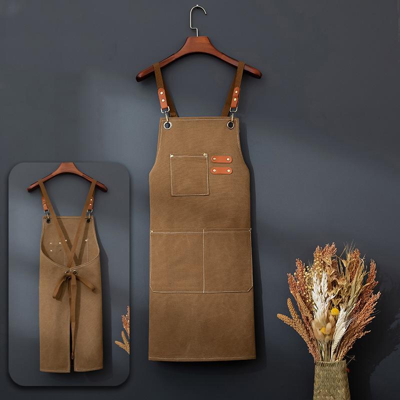 New Fashion Canvas Professional Kitchen Apron - Woodworking Apron Art Apron Waterproof Cafes Beauty Nails Studios Uniform WQ001 12 oz canvas кофейный