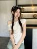 Women Summer Cropped T-Shirt Off Shoulder Sexy Slim Fit Short Sleeves Tops Fashion Sensibility Design Solid Elegant Clothing