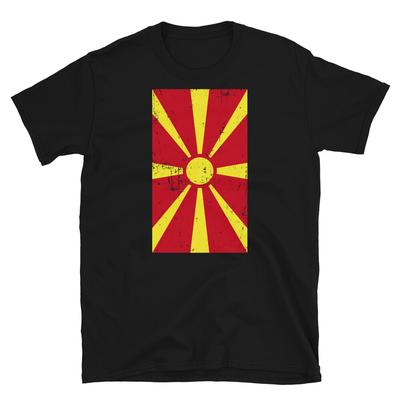 Mazedonien Europa Skopje Distressed Flag Kurzarm Unisex T-Shirt