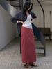 Moleubeu13 Relief Slit Long Skirt (Berry Red)